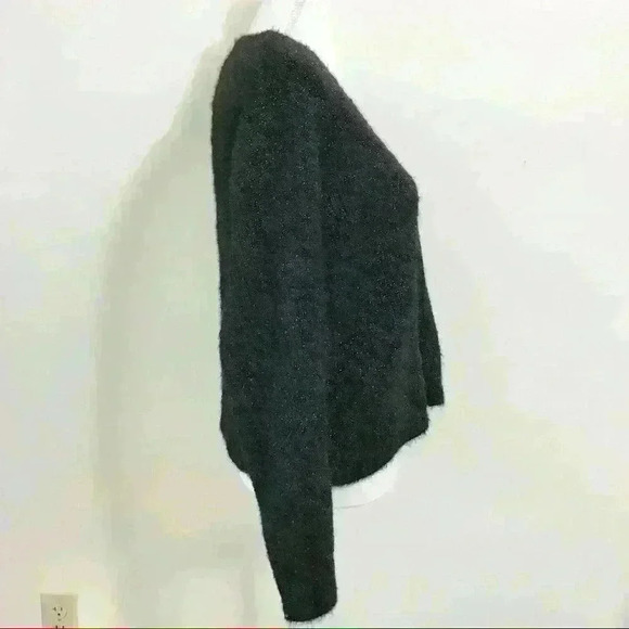 Nordstrom Abound Black Sparkle V-Neck Fuzzy Knit Pullover Sweater - Picture 6 of 10
